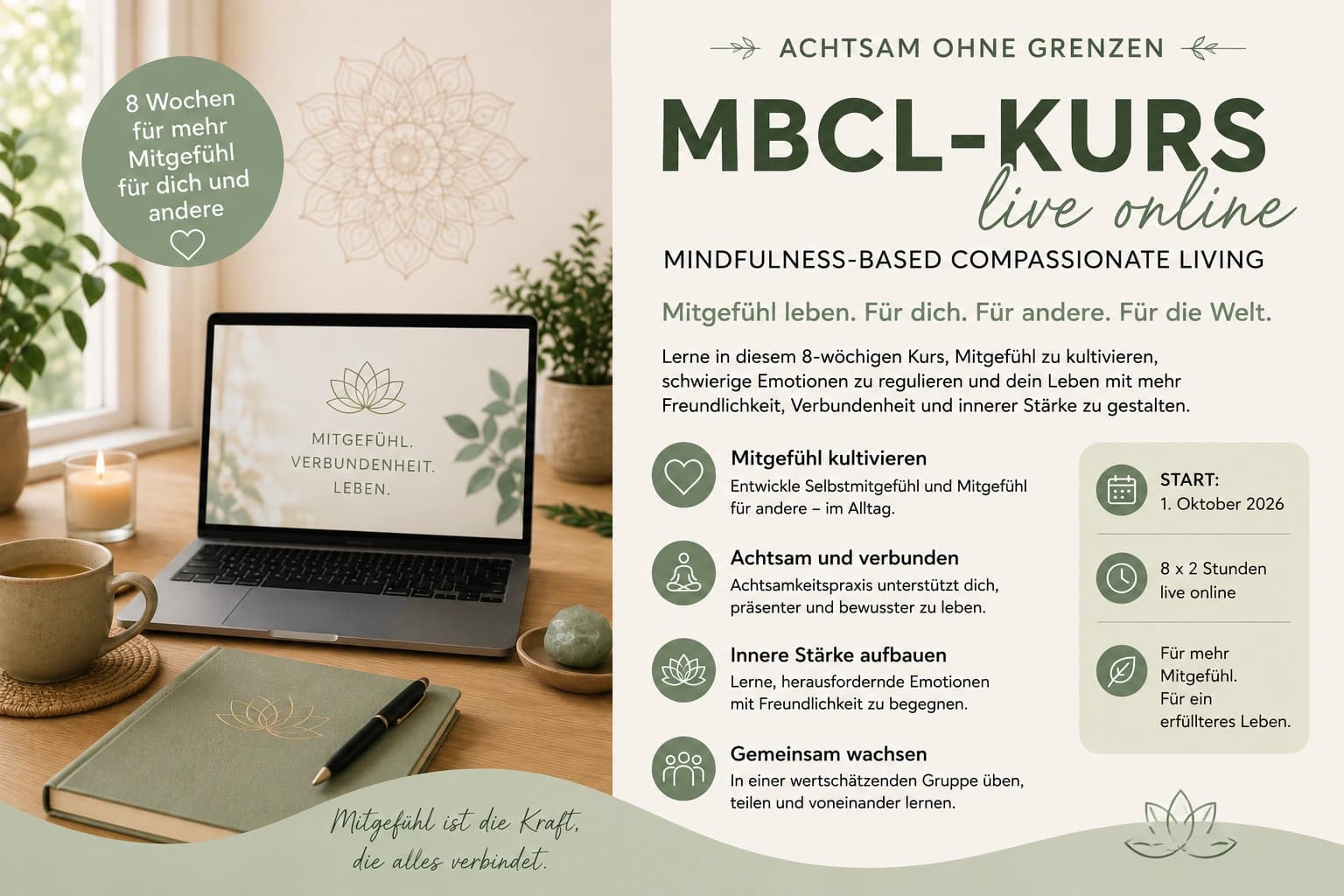 MBCL (Mindfulness-based Compassionate Living)-Kurs live online Cover